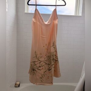 Peach Floral Slip Dress with Cowl Neck